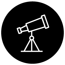 Black icon for Exploration area of study